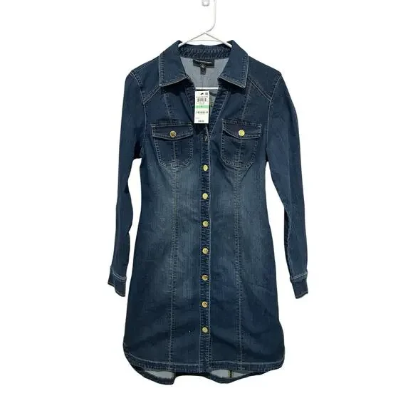 I.N.C. International Concepts Sz 8 contemporary shirtdress Front button closures - Picture 5 of 8